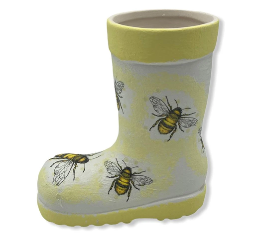 Bumble Bee Wellie Boot Mini Planter For Home Or Garden, Decor Wellington, Unique Mothers Day Present, Ceramic Plant Pot