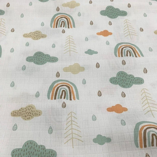 Rainbow Baby Fabric, Cotton Muslin Gauze Organic Fabric By Yard, Bedding & Quilt Soft Natural Cloth