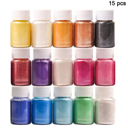 15 Pcs Mica Powder - Pigment Resin Epoxy Coloring For Slime Soap Dye Bath Bombs