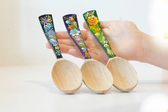 Unique Wooden Spoon, Painted Tablespoon, Flower Salt Painted Sugar Blue Hippie Wooden Flower Cute Spoon