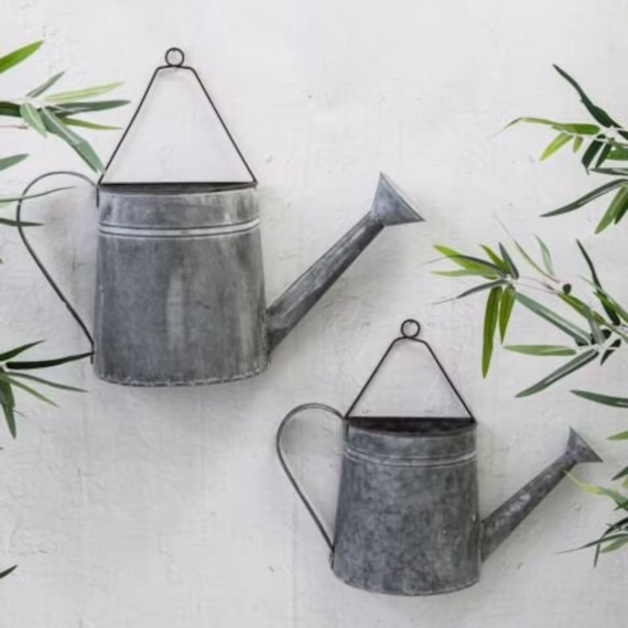 Metal Wall Watering Cans Galvanised Flower Plant Pots Garden Balcony Planters