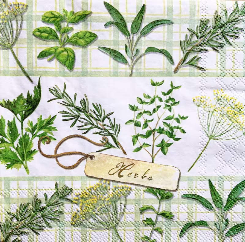Decoupage Napkins, 2 Single Paper Decor #359, Herbs, 13 Inches | 33 cm For Decoupage, Paper-Craft & Collage