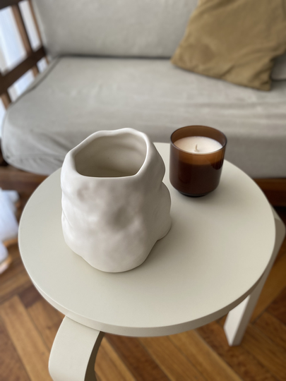 Handmade Ceramic Flower Vase Organic Shape Matte Satin Finish