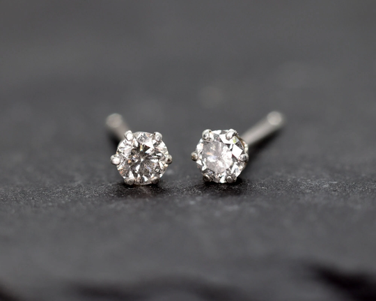 Diamond Stud Earrings, Single Or Pair, Real Salt & Pepper Diamond, Grey Studs, Tiny Ear Studs