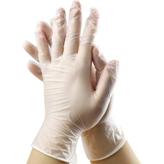 100 Pieces Clear Vinyl Gloves Box Latex Free Powder Free Disposable Gloves (Large)