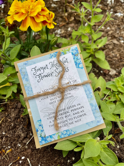 Personalized Forget Me Not Flower Seeds For Memorial, Funeral, Celebration Of Life - Over 500