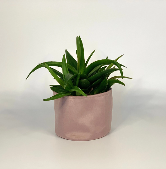 Eco Friendly Upcycled Dusky Pink Velvet Fabric Pot Plant Cover