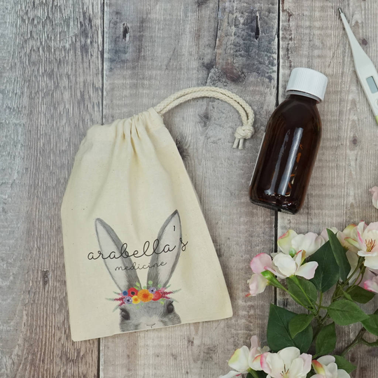 Personalised Floral Bunny Medicine Bag