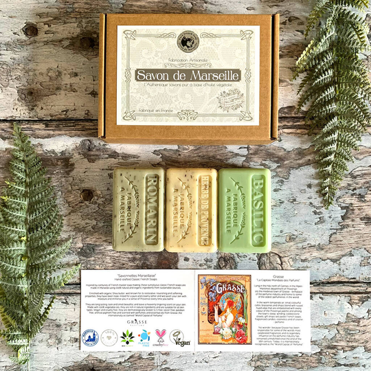 Three 'Green' Fragranced Handmade French Soaps
