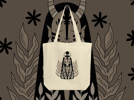 Green Tea Tote Bag, Eco Sun & Moon Art, Magical Girl, Floral Forest, Mystical Witchy Indie