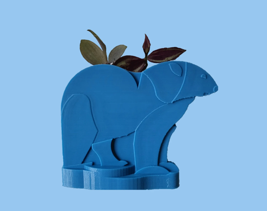 Polar Bear Planter, Indoor Handmade Quality, Interior Design, 3D Printed, Small Vase & Planter For Cacti, Plant, Gift