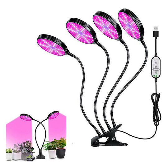 Sun Flowergb - 3 Head Led Full Spectrum Plant Grow Light Lamp for Seed Flower Growing Indoors (60W (Four Heads) - Disc)