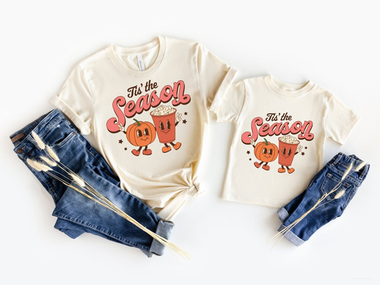 Tis The Season Fall Shirt, Toddler Kids Shirt, Womens Matching Mommy & Me Family Baby Fall Tee