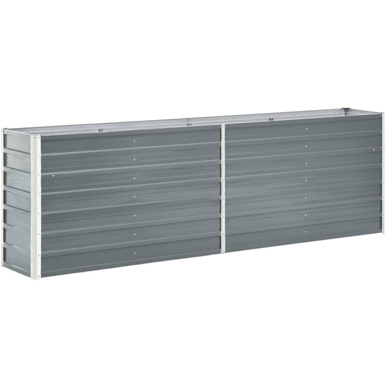 Garden Planter Galvanised Steel 240x40x77 cm Grey