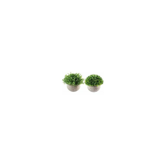 Echoo - 2PCS Mini Artificial Plants Four Layers Grass and Melaleuca Herbs in Ball Shape with Pot for Decoration