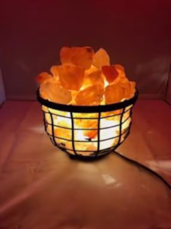 Himalayan Salt Lamp With Natural Crystal Rock | Iron Basket 5.600Kg
