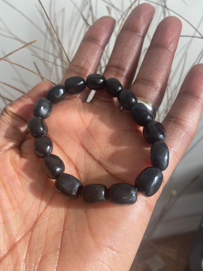 Shungite, Shungite Beaded Bracelet, Stretchy Emf Protection