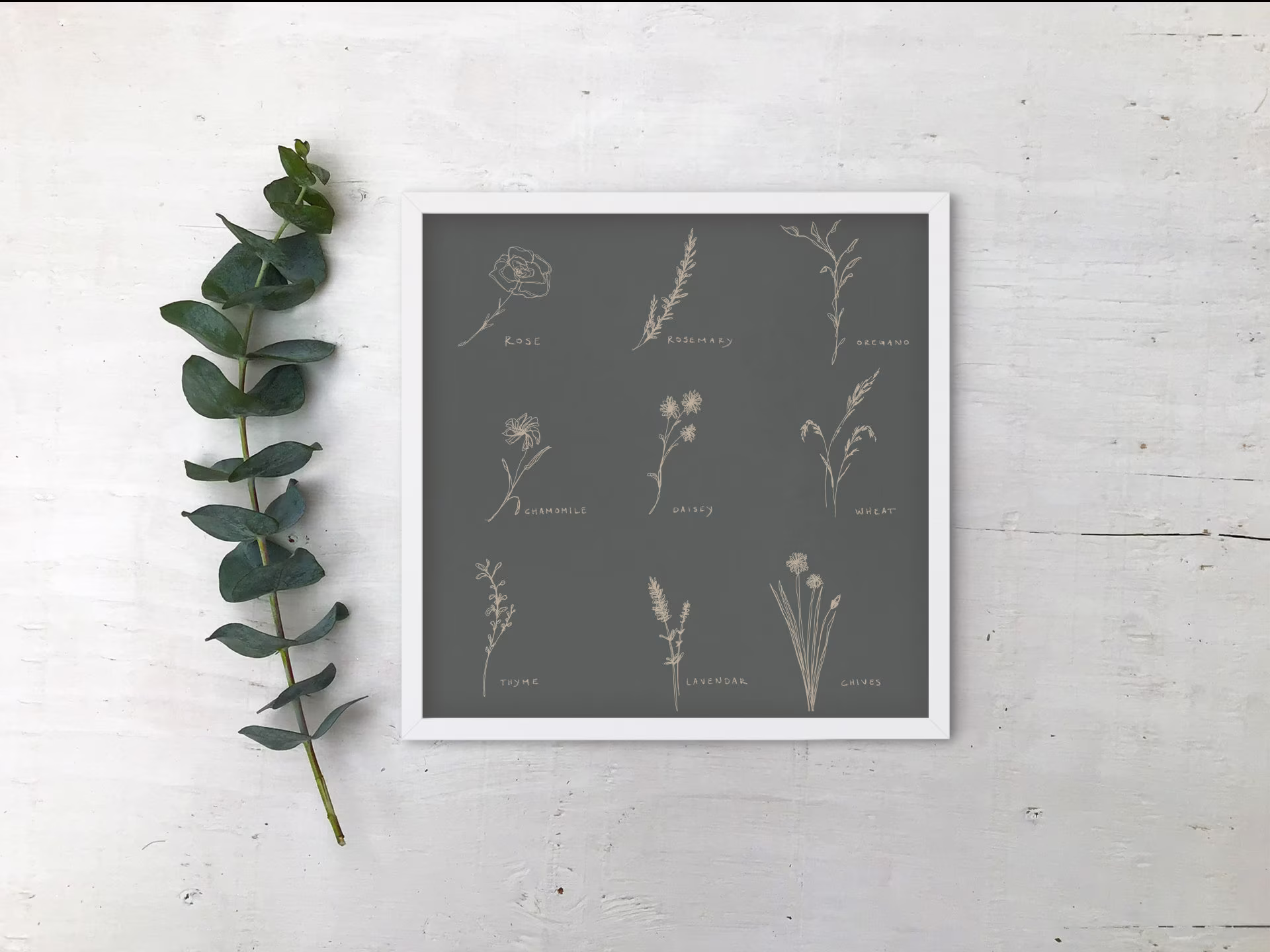 Mary Garden | Herbs & Flowers Rose, Rosemary, Oregano, Chamomile, Daisey, Wheat, Thyme, Lavendar, Chives, Catholic Art Print