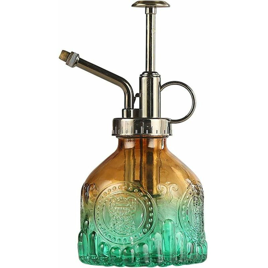 Glass Spray Bottle, 6.5' Tall Vintage Watering Can with Top Pump, Leak-Proof Nozzle with High Atomization for Garden Plants, Flowers, Cleaning
