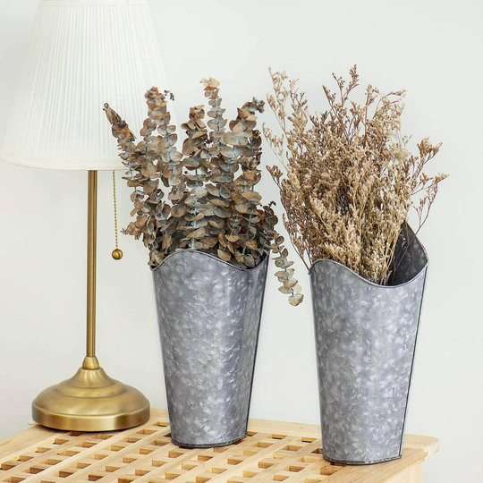 Pack Of Two Metal Galvanized Wall Planters Hanging Pot