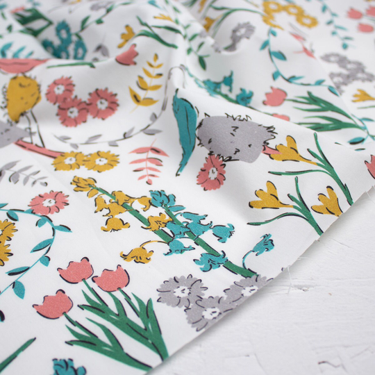 Roo-Tid Fabrics | 100% Organic Cotton Poplin 150cm Wide Woven Fabric By The Metre Floral Kids