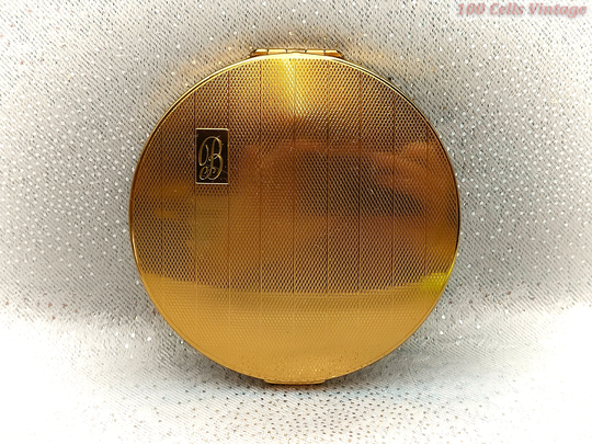 stratton Gold Tone With B Initial-Vintage Ladies Powder Compact -8cm