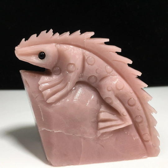 Natural Quartz Powder Australian Treasure Specimen, Hand Carved, Iguana Lizard E50