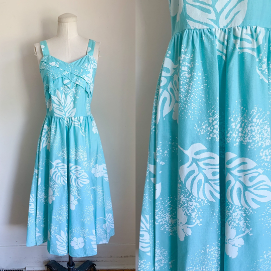 Vintage 1980S Turquoise Hawaiian Sundress/Xs