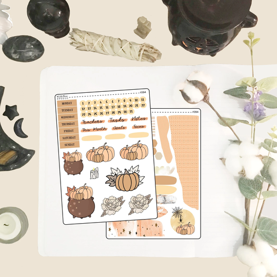 Season Of The Witch Journal Kit, Monthly Stickers, Hand Drawn Witchy Fall Planner Stickers