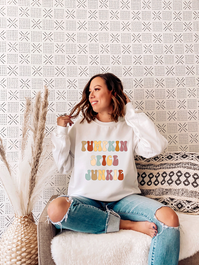 Pumpkin Spice Sweatshirt, Season, Halloween Pumpkin, Fall Cute Boho Sweater