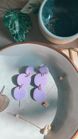 Textured Organic Pebbles in Lilac Or Yellow | Statement Handmade Colourful Polymer Clay Dangle Earrings Gifts For Her