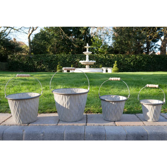 Garden Planter Pot Set 4 Rustic Galvanised Metal Flower Planters Bucket Box