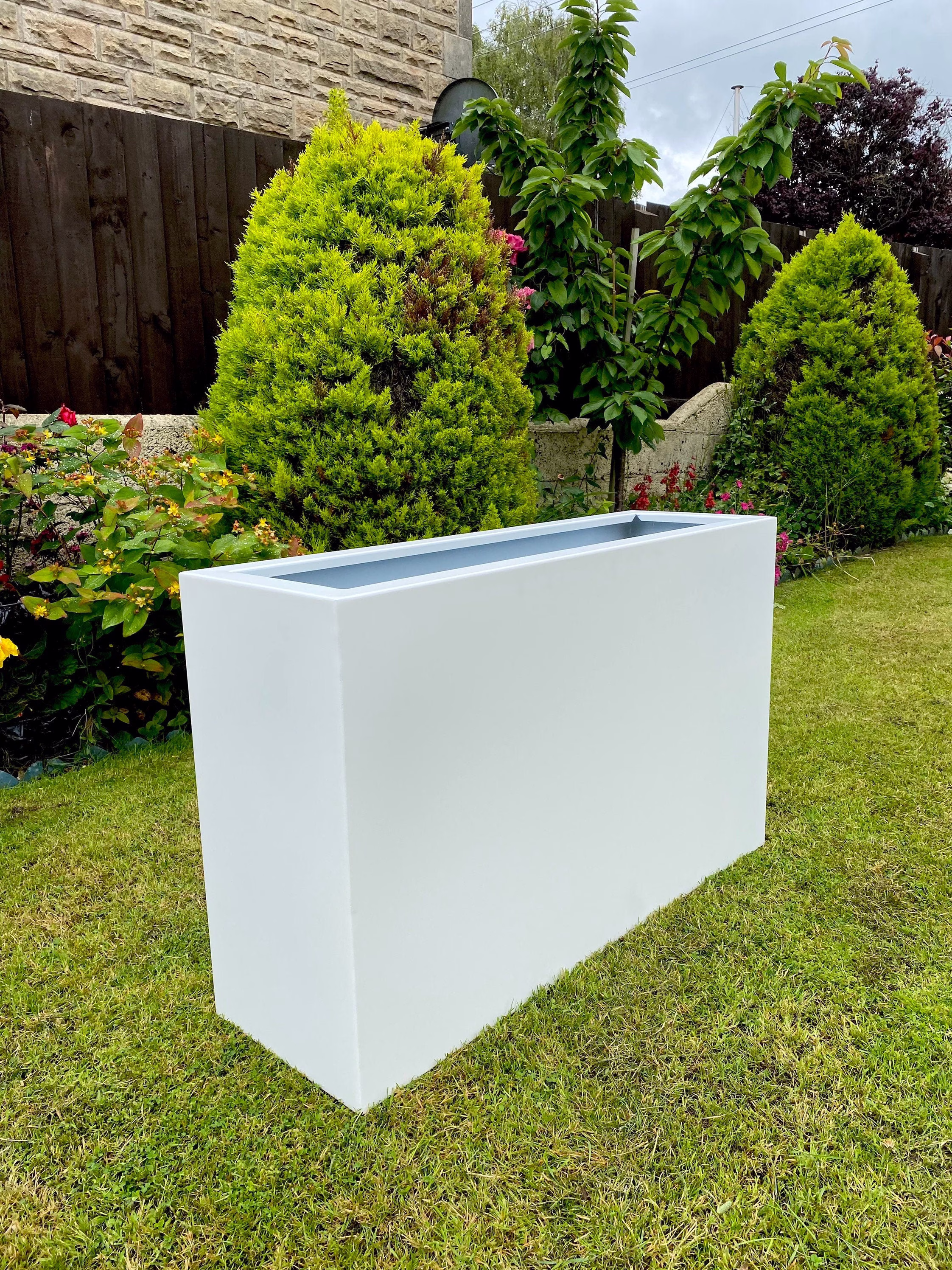 White Tall Aluminim Outdoor Indoor Garden Planter Large