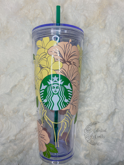 Hibiscus Chic Acrylic Starbuck Cup | Flower Starbucks Cold Hawaiian Summer