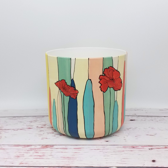 Eco Friendly Planter - Plant Pot Indoor 16 cm Diameter Made With Recycled Plastic, Hand Painted