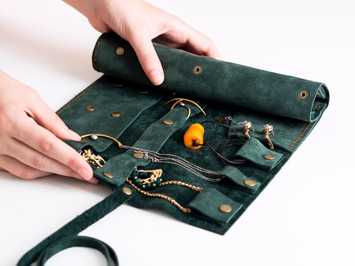 Jewelry Organizer, Personalized Jewelry, Leather Roll, Bridesmaid Gifts, Necklace Case, Travel Jewelry Case
