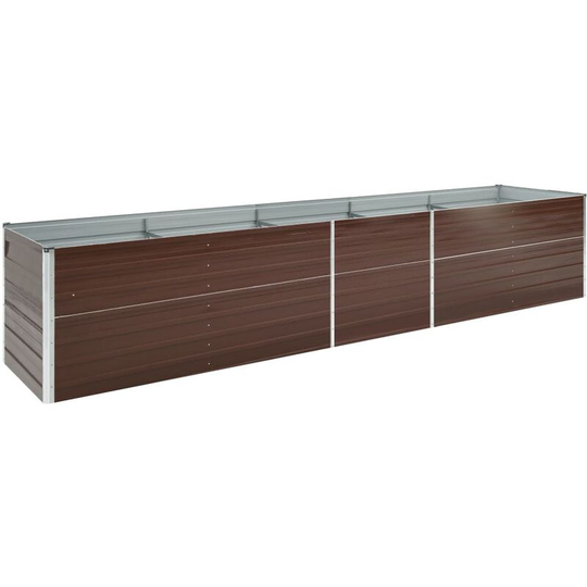 Garden Raised Bed Galvanised Steel 400x80x45 cm Brown - Brown