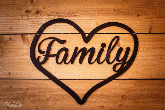Family Sign - Powder Coated in Matt Black