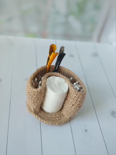 Organizer Set For Storing Cotton Swabs & Sticks Pads Container Eco Material Jute Organizer