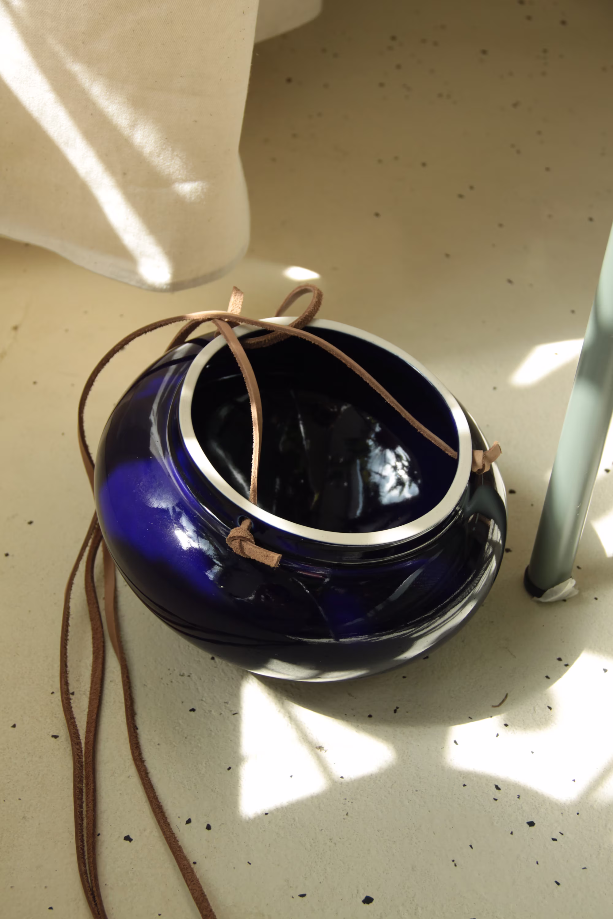 Hanging Flower Pot | Ceramic Planter Pendant Strap Kobalt