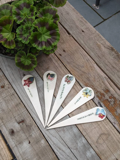 Ceramic Herb Label/Plant Marker Frost-Proof Handmade & Very Unique