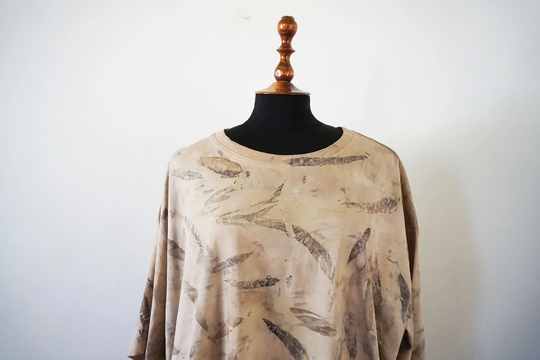 Extra Large Cotton Ecoprinted & Natural Dyed Tshirt, Natural Unisex Ecoprinting Eco Printed Plant Tshirt