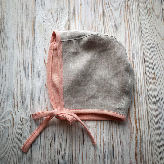 Linen Baby Bonnet/Organic Reversible Sun Hat Natural Newborn Clothes