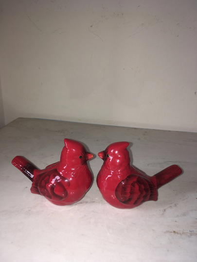 Vintage Red Bird Cardinal & Pepper Shakers Sadek J Willfred Porcelain Salt Pepper, Housewarming Charles