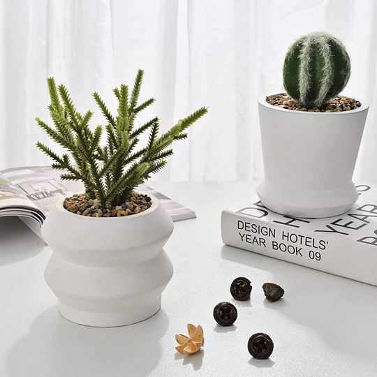 Set Of Two Artificial Plants With Ceramic Plant Pots