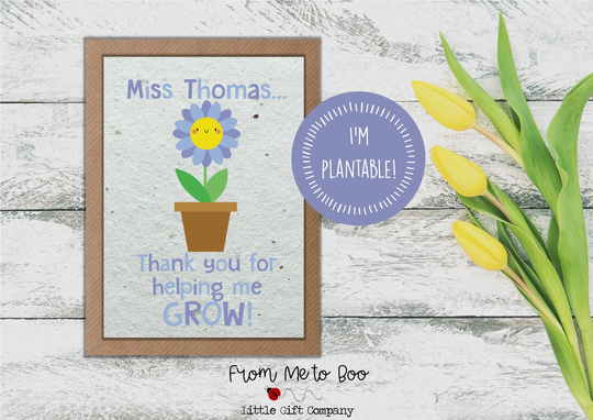 Thanks For Helping Me Grow Plantable Teacher Card ~ Wildflower Seed