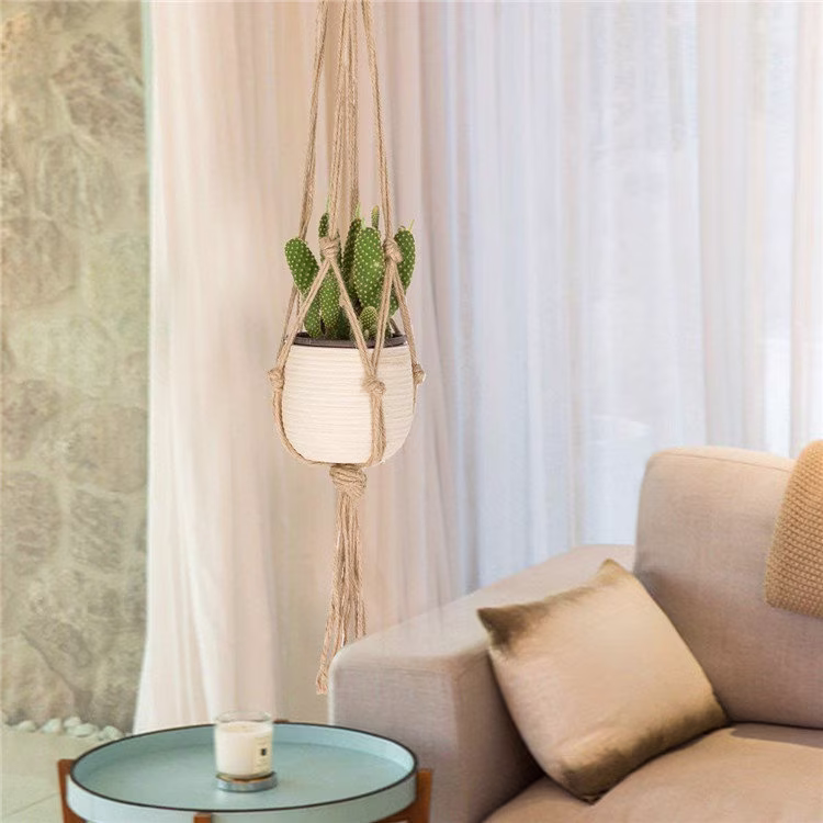 110cm Woven Jute Rope Hand Tied Plant Hanger