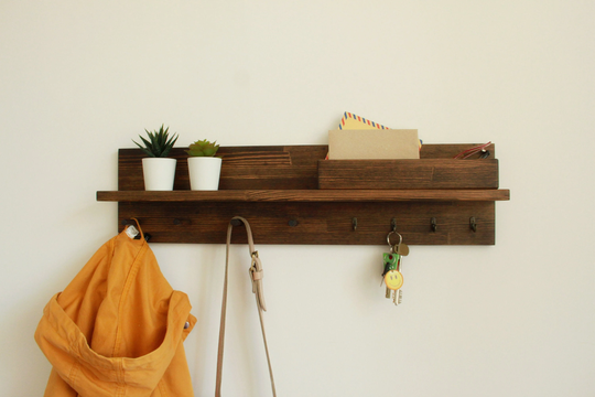Coat Rack With Shelf, Entryway Organizer, Key Holder For Wall