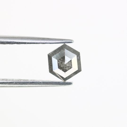 0.87 Ct Salt & Pepper Hexagon Cut Real Diamond For Engagement Ring Ll Gift Her Girlfriend Wife Me