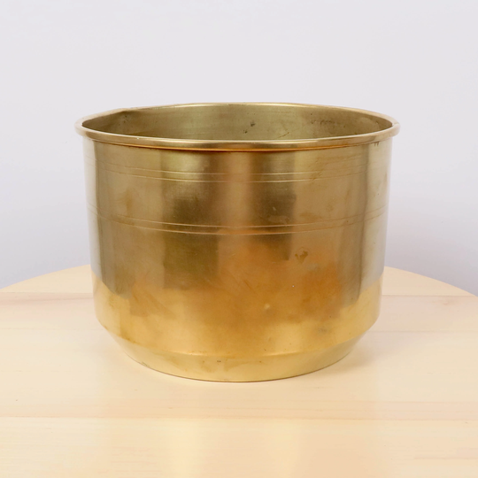 Circle Bucket/Pail Tub Pot Kettle Container Flower Pot || Vintage Brass Plain Design British Made